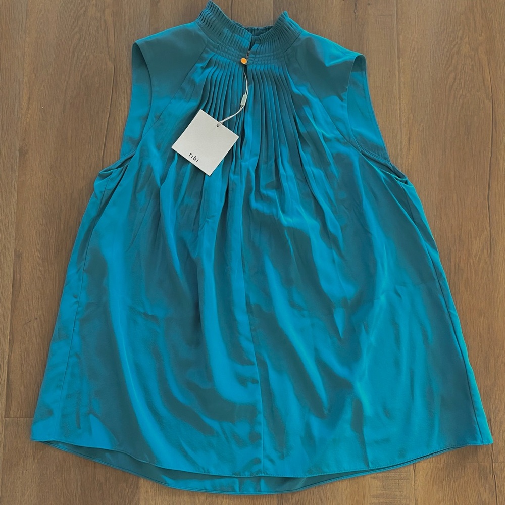 Tibi 100% silk tank top Blue size 4 NWT